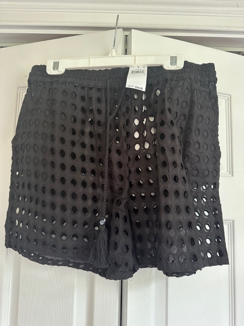 Dotti Black Eyelet Drawstring Shorts coverup